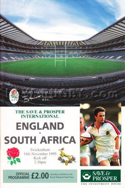 1995 England v South Africa  Rugby Programme